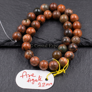 Perles rondes en agate de feu, 12 mm, disponibles en plusieurs couleurs, marque Gujarat Crystalexport.com, modèle A-Beads-029, vente en gros - Product Image 2