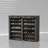 Étagère à chaussures en tissu pliable détachable à 6 niveaux anti-poussière 36 paires de bottes pliantes Show Placard Couverture d'armoire Organisateur de maison Stockage