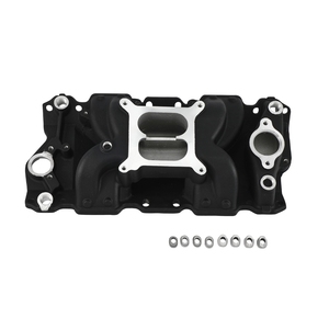 Colector de admisión de aluminio negro, orificio cuadrado SBC SB para Chevy 55-86 305 327 <span class=keywords><strong>350</strong></span> V8 - Product Image 2