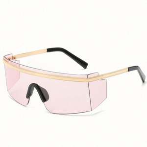 2021 New Arrivals Fashion One Piece Lens Sunglasses <b>Large</b> <b>Frame</b> Sunglasses UV400 Women Metal Sunglasses - Product Image 3