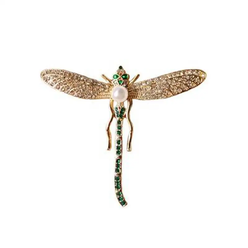 Vestito temperamento vestito insetti spilla libellula una parola spilla di perle di cristallo accessori per corpetto di strass da uomo all'ingrosso