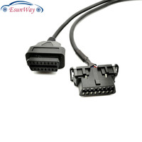 OBD2 16Pin 1 macho a hembra doble cable de extensión con deflector OBD 2 Auto diagnóstico del coche adaptador de conector de Cable de OBD2 hembra