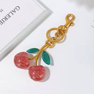 Wholesale 3D Crystal Cherry Keychain Fashion Women <b>Bag</b> Pendant Car Keychain Luxury <b>Bag</b> Accessories for Girls - Product Image 4
