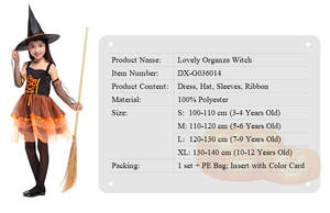 ชุดแม่มดเด็กผู้หญิงชุดแม่มดฮาโลวีนชุดคอสเพลย์งานคาร์นิวัลพร้อมหมวกสีส้มชุดแม่มดผ้าโปร่งที่น่ารักสำหรับเด็กผู้หญิง - Product Image 4