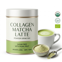 Poudre de Latte au Matcha sans Sucre avec Collagène et Fruit du Moine, Mélange pour Boisson Zéro Sucre, Marque Privée OEM ODM