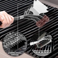 Brosse de nettoyage robuste en acier inoxydable grattoir outil Barbecue fil d'acier barbecue facilement nettoyé Kit de nettoyage sûr de résistance à la chaleur