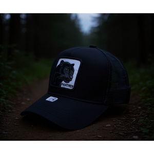 Gorra Trucker con Bordado de Pantera, Tela de Malla, Ajustable, Unisex, Casual, Primavera Verano, Gorra de 6 Paneles - Product Image 2