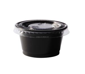 Gobelets à portion individuels en PET transparent à paroi simple de 1 oz, petits contenants en plastique avec couvercles pour sauces, condiments, emballages alimentaires à emporter - Product Image 1