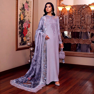 Salwar Kameez élégant pour femme, longueur cheville, en modal, broderie florale, coupe classique, pour mariage, Inde, Pakistan, matériaux recyclés - Product Image 1