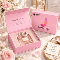 Boîte en carton rigide en forme de livre avec fermeture magnétique, en velours rose, logo personnalisé biodégradable, pour coffret cadeau de parfum