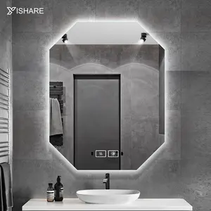 Yishare-Espejos de tocador para decoración de Hotel, espejo de pared iluminado con pantalla Led inteligente, para maquillaje y baño