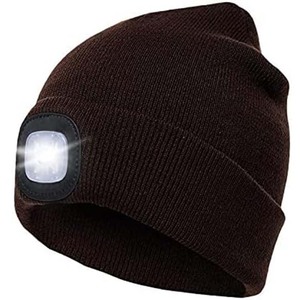 Casquette d'hiver tricotée avec <span class=keywords><strong>lampe</strong></span> frontale LED rechargeable par USB, bonnet lumineux, tuque avec <span class=keywords><strong>lampe</strong></span> frontale, casquette de course - Product Image 1