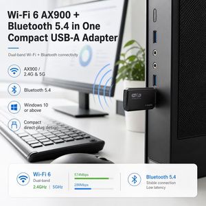 IFA02 AX900 Adaptateur WiFi double bande WiFi6 et Bluetooth 5.4 2-en-1 USB, carte réseau sans fil sans pilote - Product Image 3