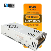 Convertidor ESann Nueva Versión 110V CA a 24V CC Fuente de Alimentación 12V 600W 25A Transformador Conmutador CC para Monitor LCD