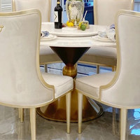 Table à manger en marbre de style européen simple et élégante, table de luxe légère, table tournante pour la maison, table de restaurant, chaise