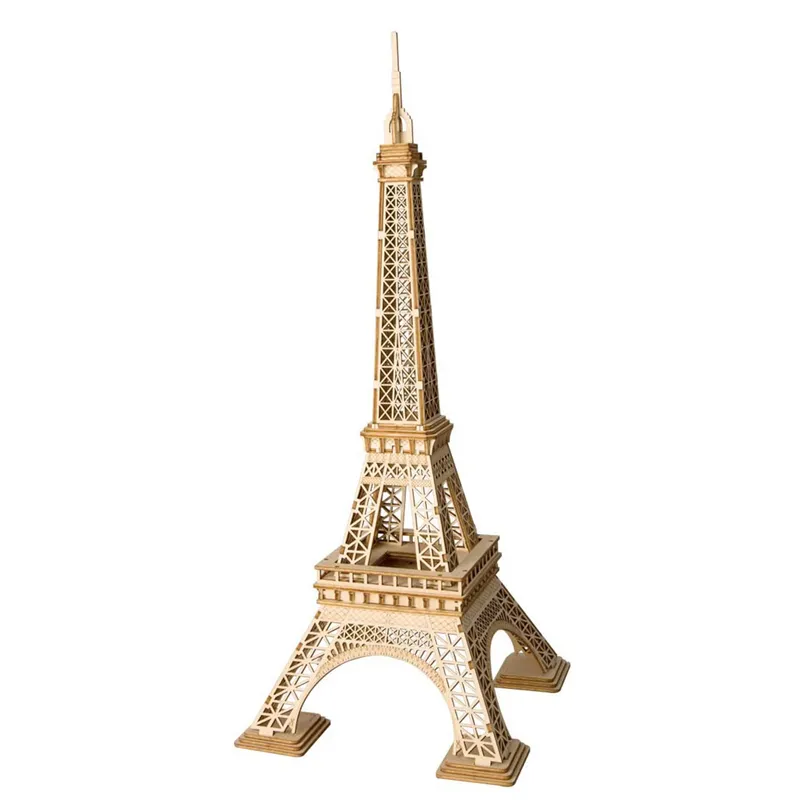 Torre Eiffel 3D personalizada para niños, juguete de ensamblaje artesanal, modelo de madera, Kit de rompecabezas de madera