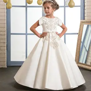 Элегантная детская свадебная одежда Бутик для девочек-подростков с цветочной вышивкой вечерняя одежда для Причастия платье для девочек с цветами