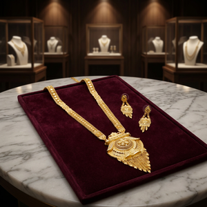 Venta al por mayor de collares largos chapados en oro de 14K 18K 24K, conjunto de pendientes, conjunto de joyería de diseño moderno, joyería llena de oro de latón - Product Image 3