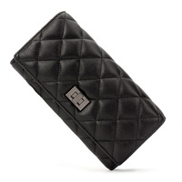 Dompet Wanita Mewah Rhomboid Logo Kustom Warna Solid Kulit Tempat Kartu Tipis Dompet Kartu Kredit untuk Wanita