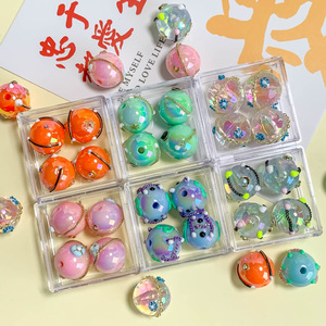 Peint à la main bricolage téléphone portable Bracelet chaîne accessoires crème poli trou droit Lucite perles crème chaîne perles en vrac - Product Image 1