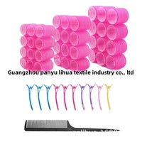 Bigoudis en nylon rouge rosé à couronne haute et tiges à friser bleues pour franges, ensemble de 12 pièces avec affichage LED de la température pour boucler les cheveux