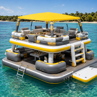 Canapé flottant gonflable robuste à double pont avec table et sièges pour usage commercial et divertissement en extérieur