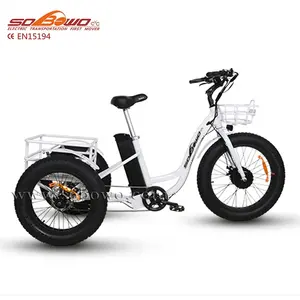SOBOWO 24 pollici trike elettrico fat tire 3 ruote triciclo elettrico tre ruote bici elettrica da carico per adulti con acceleratore a cestello