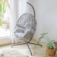 Balançoire de patio Chaise œuf en osier rotin moderne Chaise balançoire suspendue d'intérieur avec support
