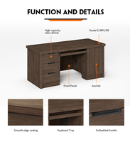 GENOVA Table de bureau de luxe Nouveau mobilier moderne pour bureau à domicile Bureau du personnel avec fonction extensible Bureau d'ordinateur MFC en bois