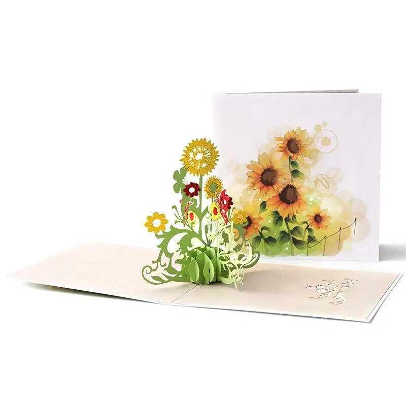 Spot stereo pop-up lily daffodil pink cherry blossom Sunflower invitation card gift card send teacher classmate student girl