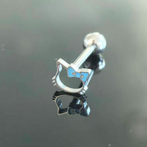 Freya Piercings de <span class=keywords><strong>Langue</strong></span> Mignons en Forme de Chat, Bijoux de <span class=keywords><strong>Piercing</strong></span> Corporel en Acier Inoxydable de Qualité Implantable, Labret et Boucles d'Oreilles Hélix en Forme de Chat pour Filles - Product Image 5