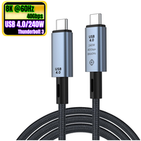 Câble USB C vers Type C Thunderbolt 3 40 Gbps 8K 60Hz Type-C USB 4.0 PD 240W Câble de charge rapide Prise en charge de la transmission audio et vidéo 4