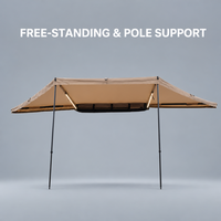 Auvent latéral de voiture 270 degrés à double poteau avec éclairage et auvent en forme d'éventail, en tissu Oxford imperméable, idéal pour le camping et les SUV – Vente directe usine