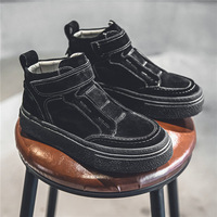 Chaussures pour hommes, baskets décontractées en daim à tige haute, à fermeture auto-agrippante, plateforme légère, respirantes, antidérapantes, confortables, chaussures polyvalentes
