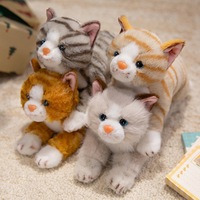 BT Niedliche Simulations-Katzen-Plüschtiere Superweiche Gestrickte Streifenkatzen-Realistische Tiere Kuscheltiere für Jungen und Mädchen als Schlafbegleiter-Kissen für Zuhause