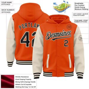 Custom Varsity Letterman <b>Jacket</b> Unisex Hooded Polyester Sleeve Baseball Bomber Coat Personalized <b>Heat</b> Transfer Printing - Product Image 2