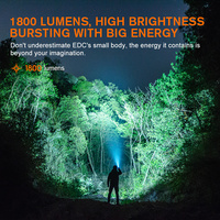 Lampe torche EDC magnétique SUPERFIRE 1800 lumens, rechargeable par USB, LED, étanche, en alliage d'aluminium, petite et portable pour le camping