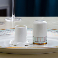 Service de table en céramique européenne de luxe, vaisselle en porcelaine osseuse, bol à riz, assiette, assiette à poisson
