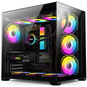 Boîtier pour <span class=keywords><strong>PC</strong></span> de jeu <span class=keywords><strong>ATX</strong></span>, boîtier pour ordinateur de bureau, double panneau en verre trempé, boîtier pour <span class=keywords><strong>PC</strong></span> avec tour intermédiaire ARGB, prend en charge 7 refroidisseurs de ventilateur - Product Image 4