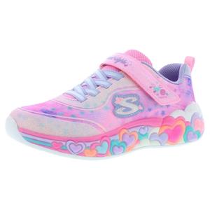 Chaussures pour filles à lacets lumineuses For Eternal Heart, fermeture auto-agrippante, rose clair multicolore avec motif cœur - Product Image 1