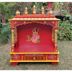 Bestseller Handgemaakte Hoge Kwaliteit Houten Pooja Mandir Exquise Hindu Tempel Voor Muur Hangende Huisaanbidding