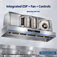 Hotte commerciale intégrée avec ESP, capot d'extraction, cellule lavable et ventilateur intégré pour l'équipement de restauration