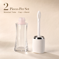 Tube de brillant à lèvres de luxe rond blanc rose vide 5ml avec bouchon à vis en plastique et base transparente – Contenant cosmétique en gros pour brillant à lèvres