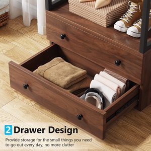 New solid wood floor-standing <b>clothes</b> <b>rack</b> for home use in bedrooms with drawers, open and simple clothing storage wardrobe - Product Image 2