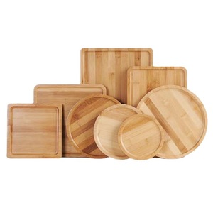 Plateaux de service en bambou carrés et ronds pour hôtel, thé, café, dessert, pizza, sushi, design en bois naturel - Product Image 5