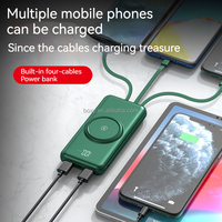 Vente flash, station d'alimentation portable sans fil intégrée avec câbles, chargeur rapide, batterie externe sans fil 10000mah
