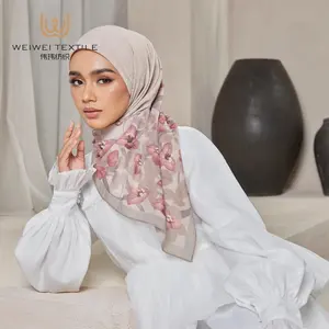 Lenço de algodão estampado primavera clássico personalizado, lenço voile hijab, xales para mulheres elegantes
