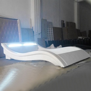 Commercio all'ingrosso di vendita calda moderna curva bianco doppio testiera del letto ha condotto la luce letto - Product Image 1