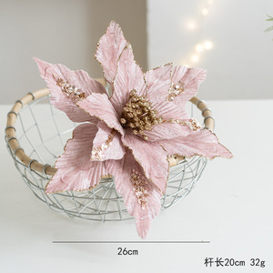 26cm Flannel Handmade Powder <b>Christmas</b> Artificial Flower <b>Tree</b> Ornament Party Decorations Supplies - Product Image 6