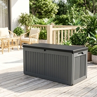 Boîte de rangement rectangulaire en PP moulé par injection pour extérieur, capacité 71 gallons, étanche, durable, ouverture latérale, pour utilisation intérieure et jardins